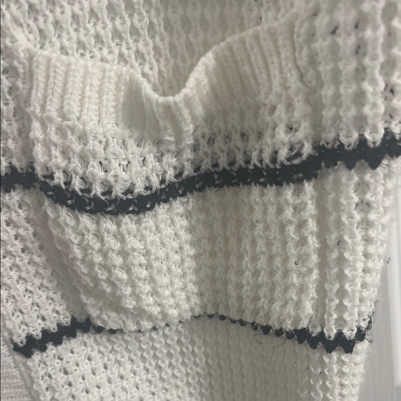 Expressions White and Black Striped Cardigan Sweater - Picture 3 of 4